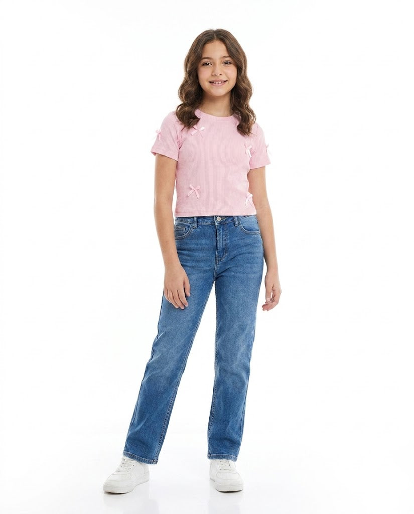 Girls Plain Half Sleeves T-shirt