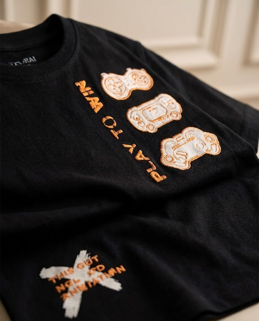 Boys Printed Play To Win Half Sleeves T-shirt