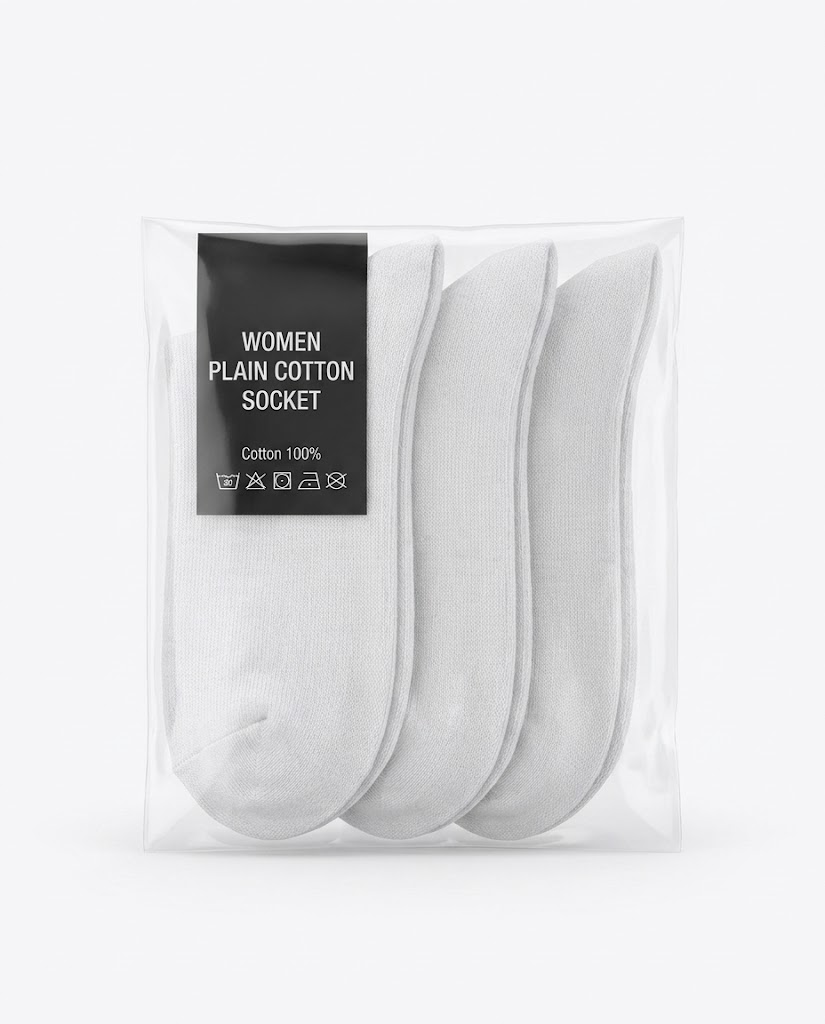 WOMEN PLAIN COTTON SOCKET SOCKS PACK 3PC