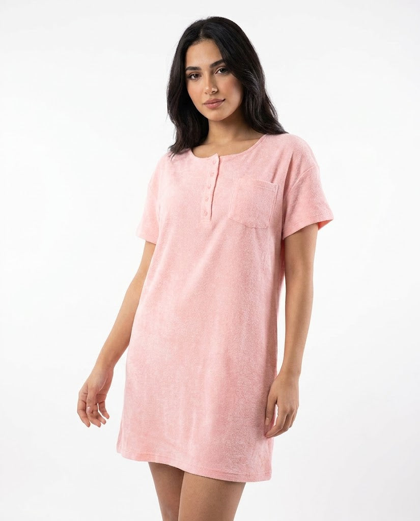 WOMEN PLAIN HALF SLEEVES NIGHTGOWN