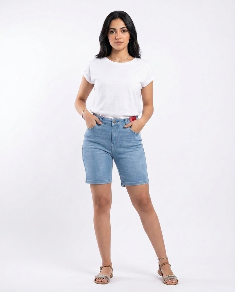 Women Loose Embroidered Denim Shorts