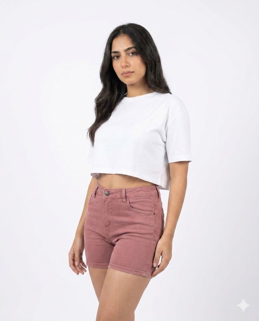 Women Loose 5-Pocket Gabardine Shorts