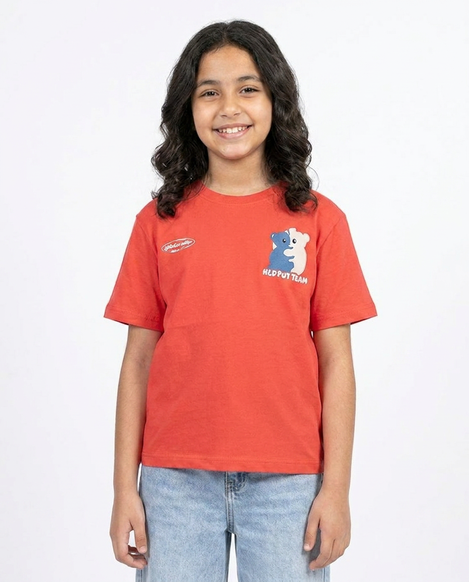 Girls Printed Besties Team Half Sleeves T-shirt