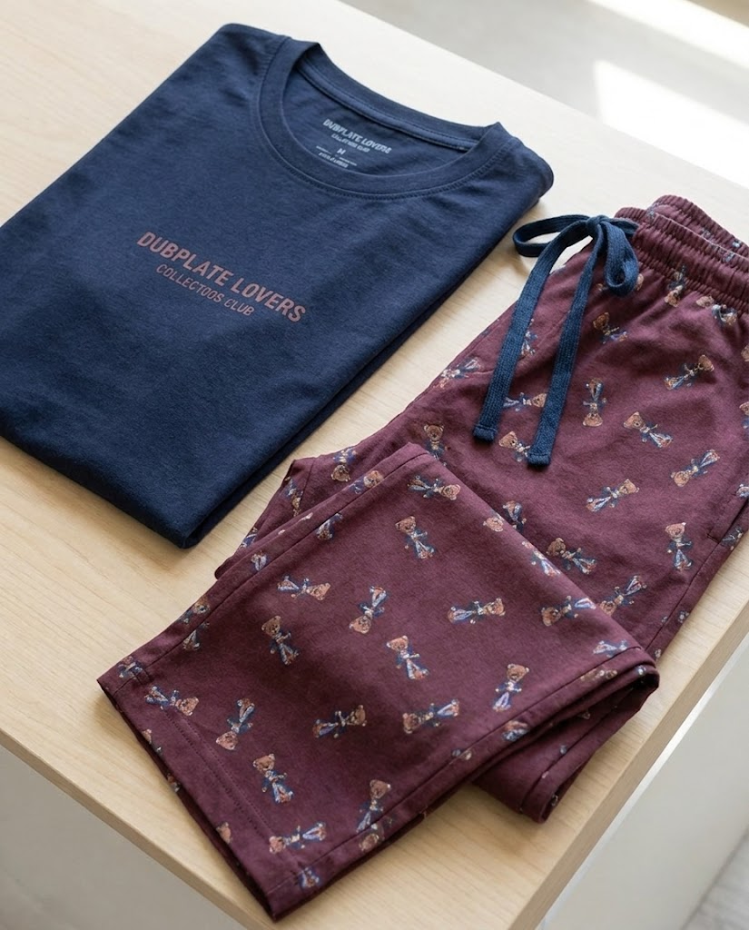 Men Plian Half Sleeves Top & Printed Pant Pyjama