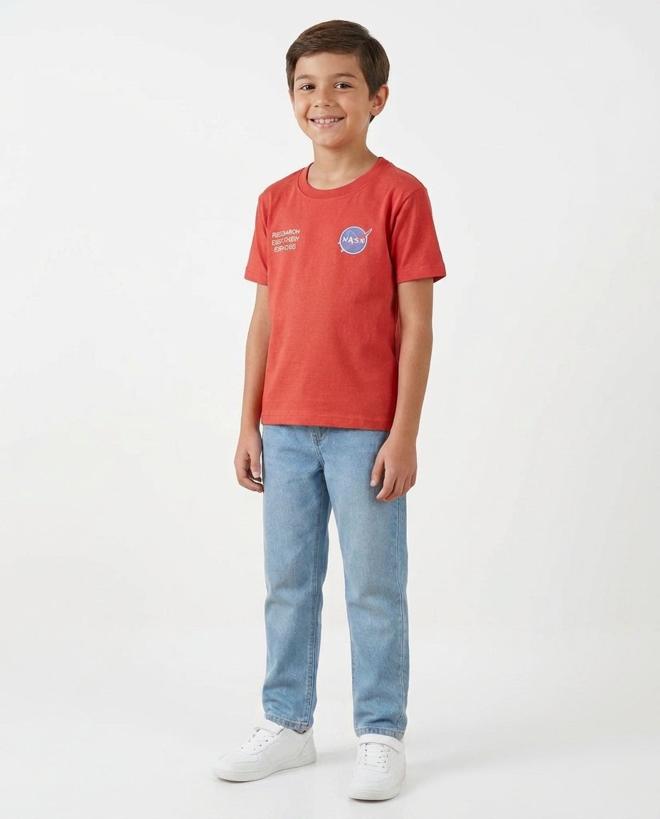 Boys Printed Nasa Half Sleeves T-shirt