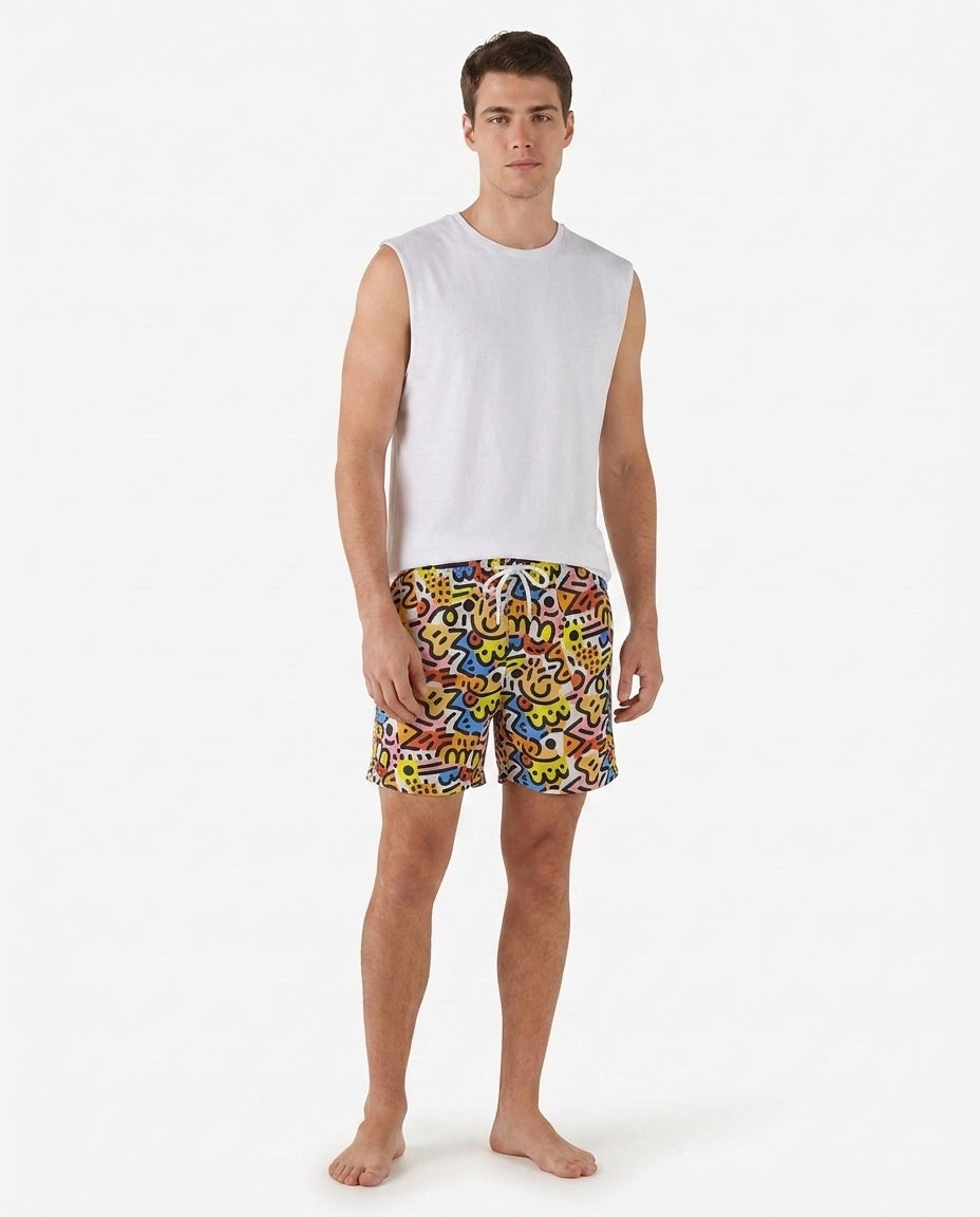 Men’s printed waterproof swim shorts