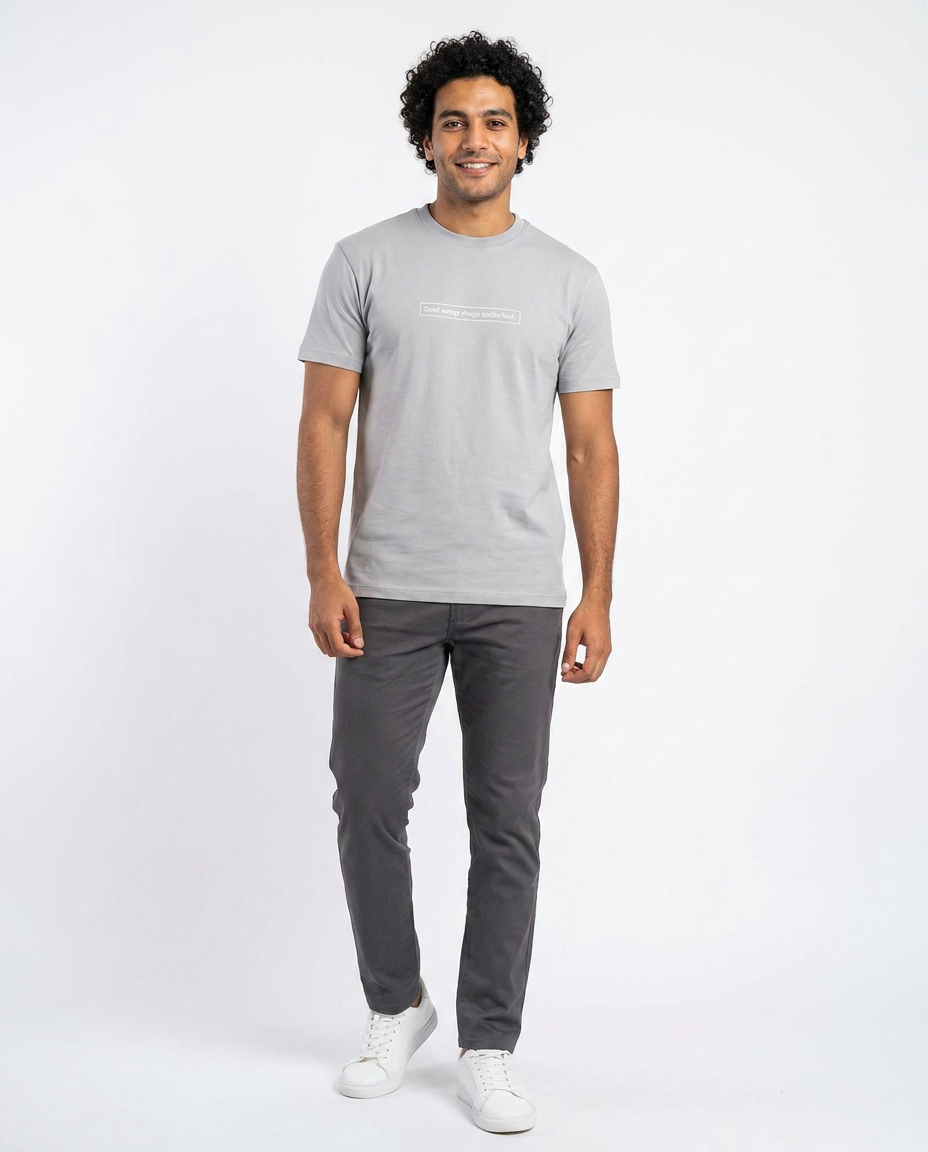 Men Printed Good Energy Half Sleeves T-shirt