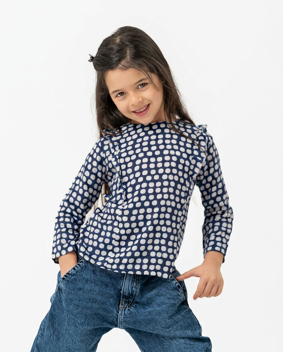 Long Sleeve Patterned Girls Blouse