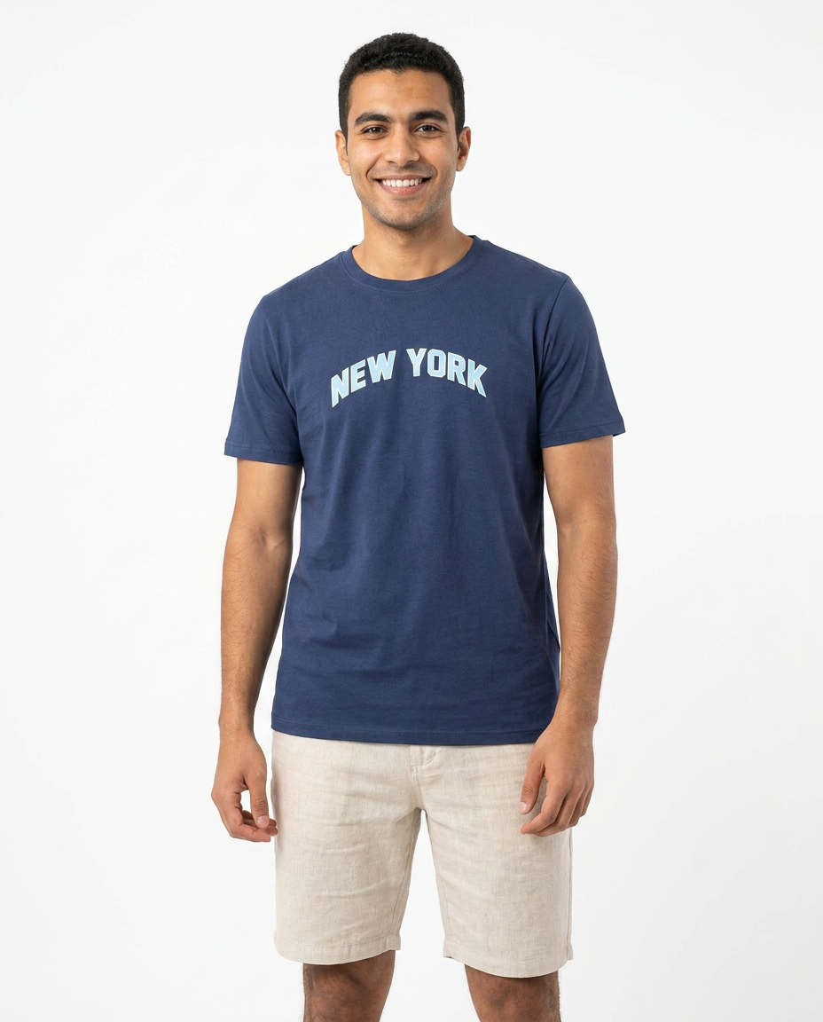 Men Printed New York Half Sleeves T-shirt