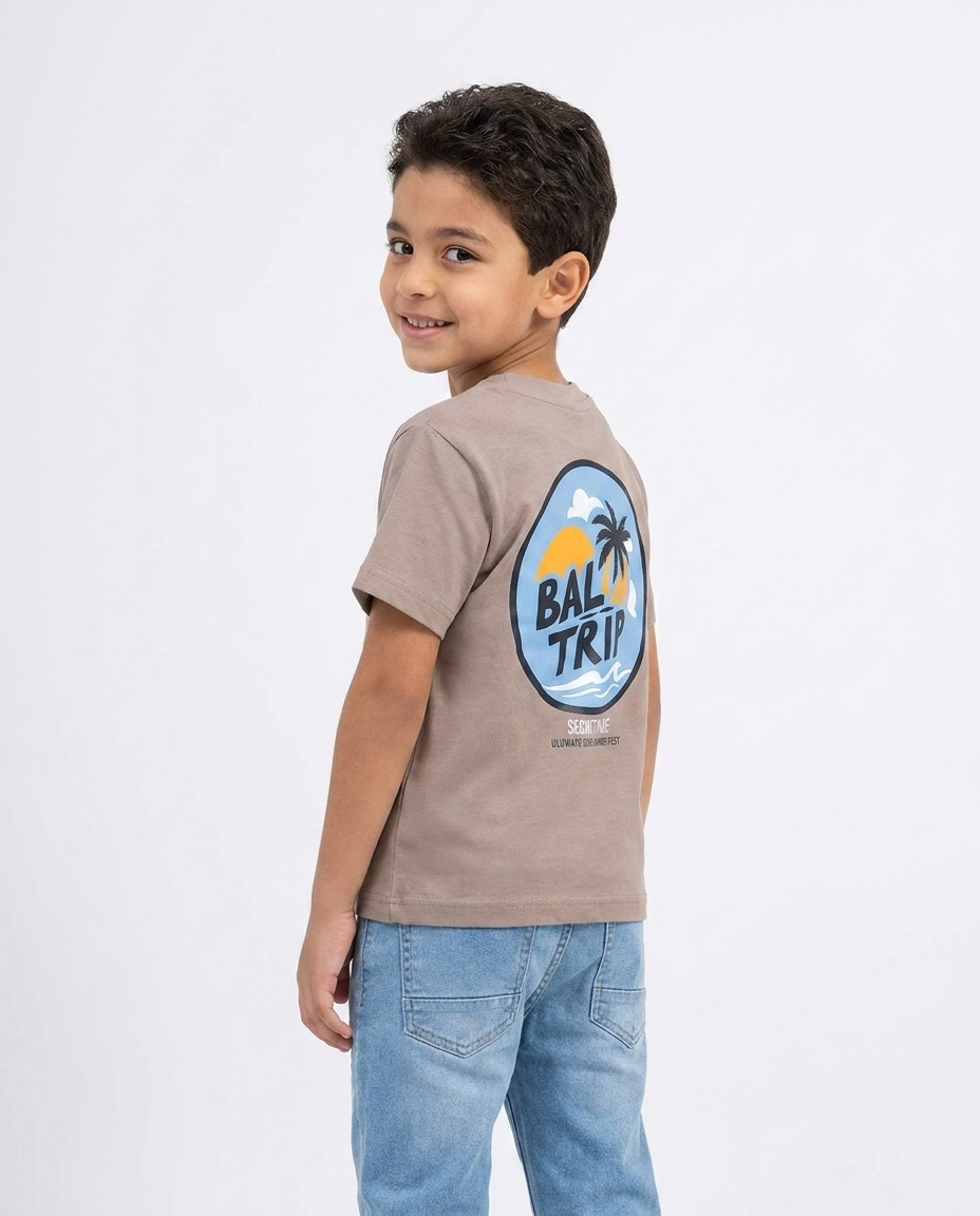 Boys Printed Bali Trip Half Sleeves T-shirt