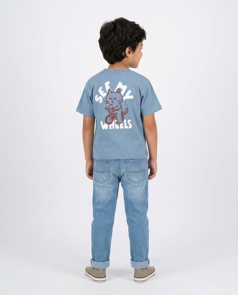 Boys Printed See My Wheels Half Sleeves T-shirt