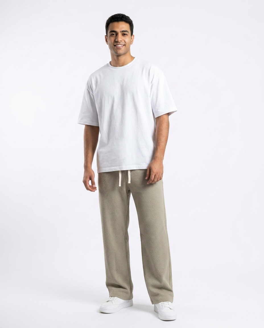 Men Jaqured Wide Leg Sweat Pant