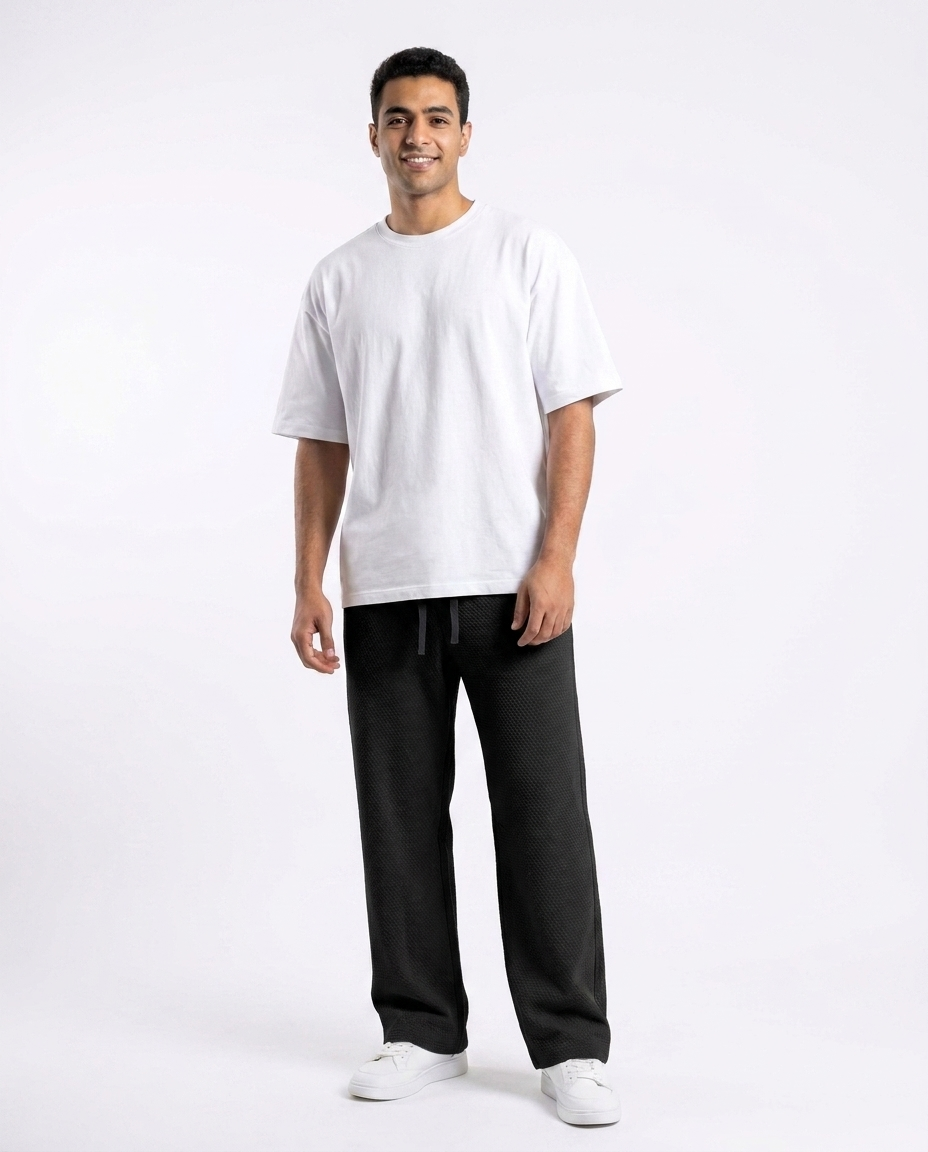 Men Jaqured Wide Leg Sweat Pant