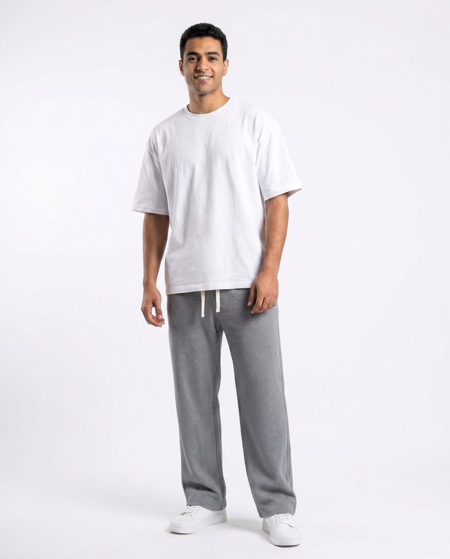 Men Jaqured Wide Leg Sweat Pant