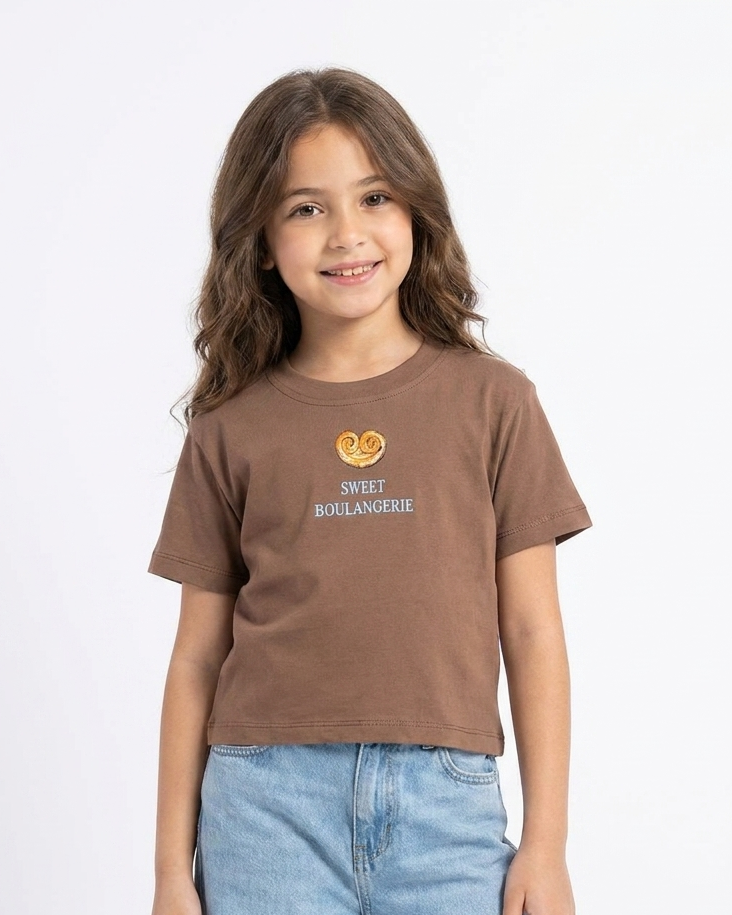 Girls Printed Sweet Half Sleeves T-shirt