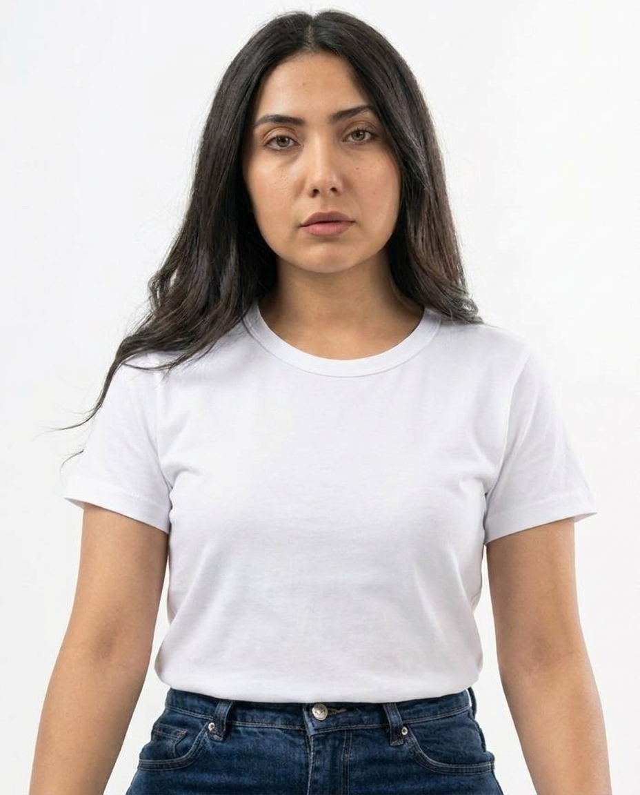 Women Basic Half Sleeves Top Round Neck