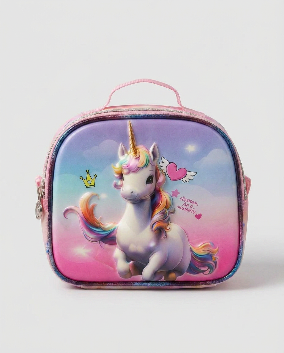Pink Unicorn School Bag Set with Lunch Bag & Pencil Case