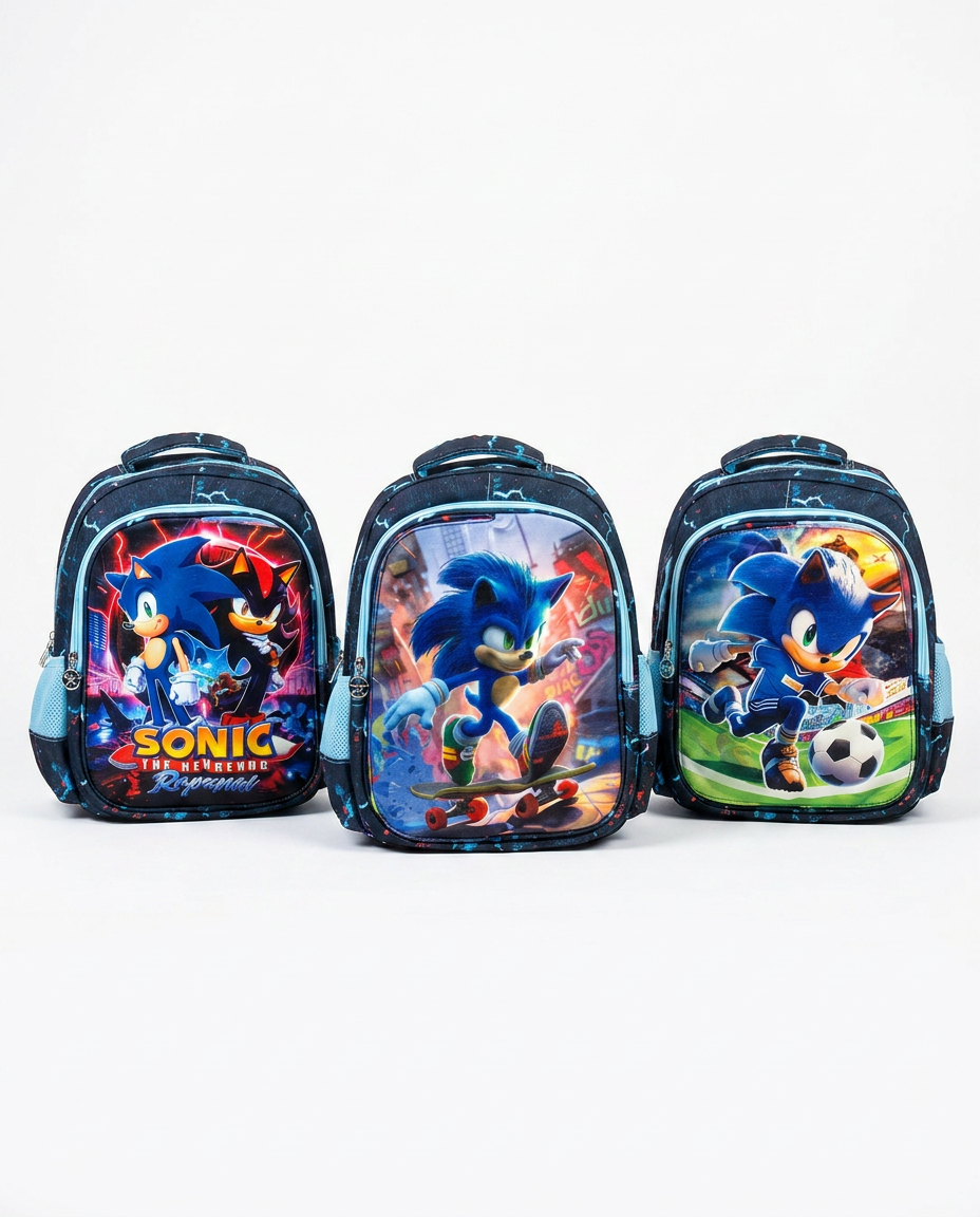 Sonic Printed School Backpack 3 Face Designs