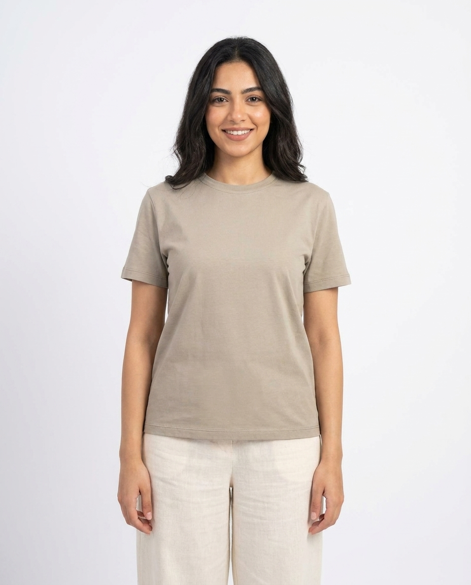 Women Plain Half Sleeves T-shirt