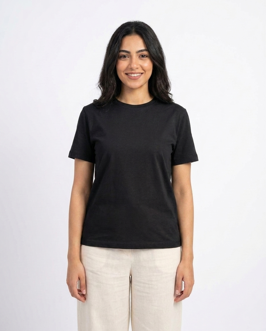 Women Plain Half Sleeves T-shirt