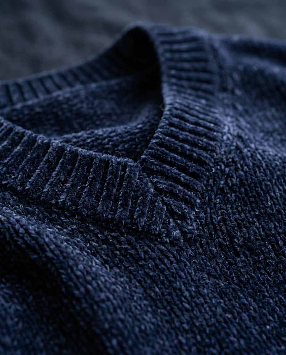 Men Plain Velour Pullover V Neck