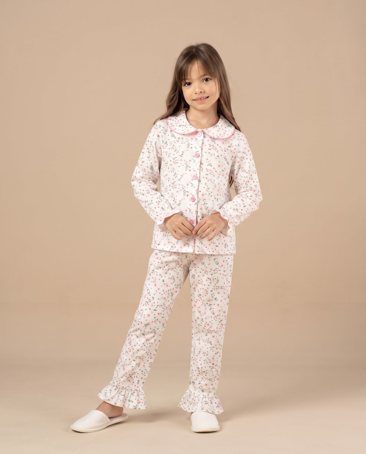 Girls Printed Pyjama W/Buttons