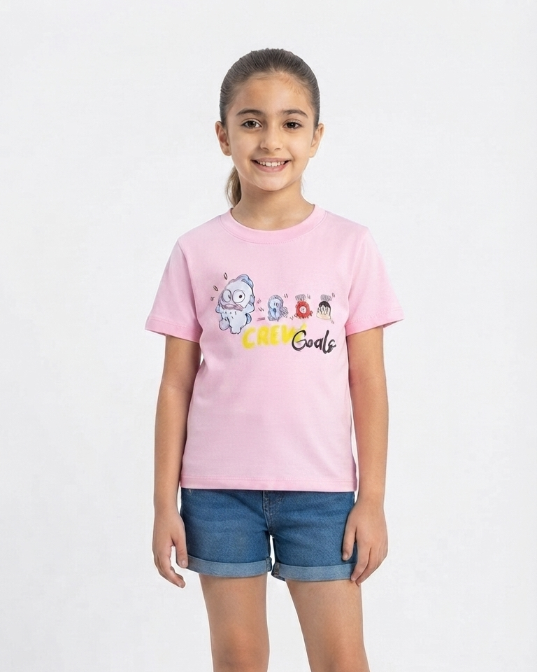 Girls Printed Half Sleeves T-shirt