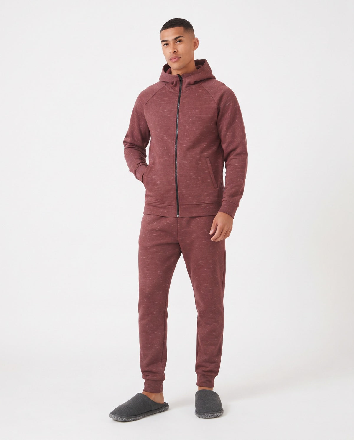 Men Hodded Training Suit W/Zipper