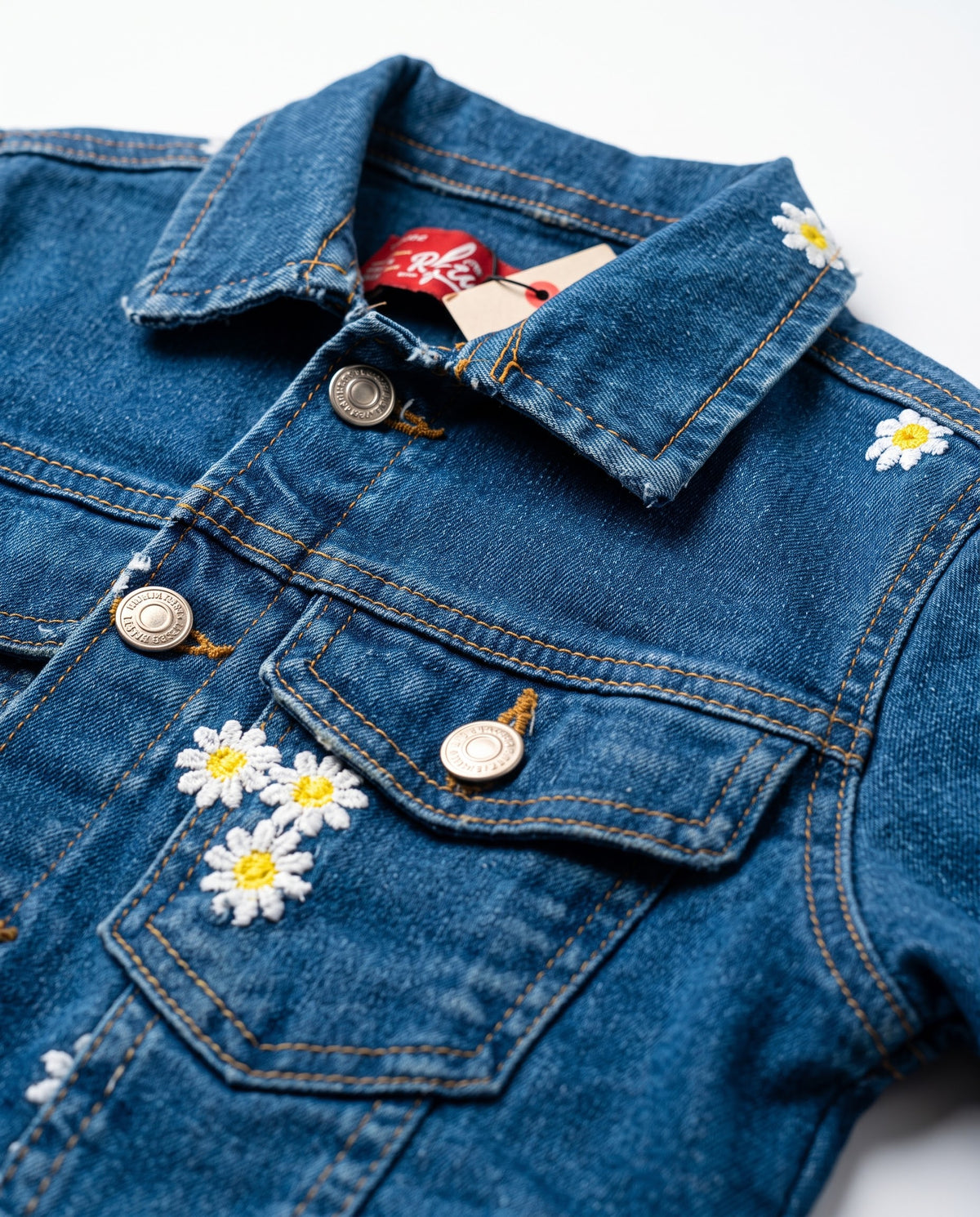 Girls Embroidered Flowers Jeans Pant