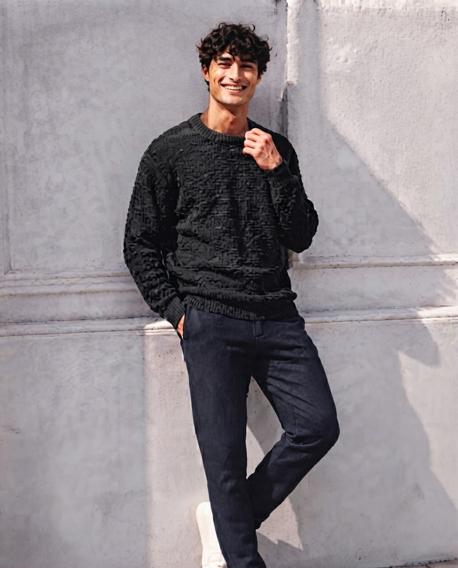 Men Plain Round Neck Sweatshirt