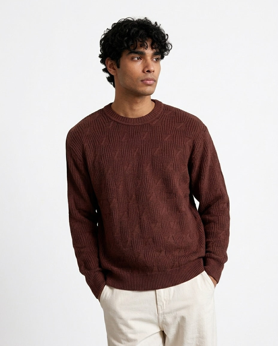 Men Jaqured Mohair Pullover