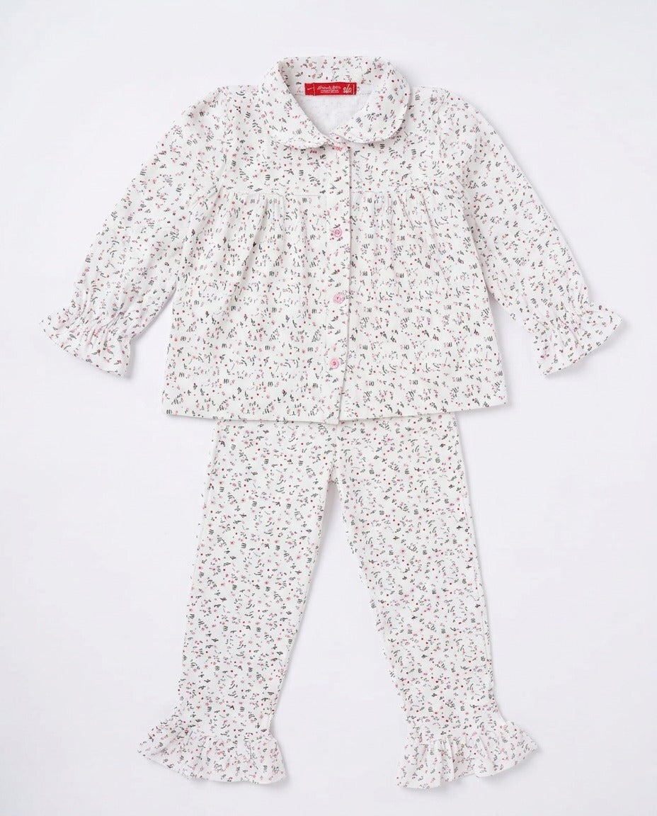 Girls Printed Pyjama W/Buttons