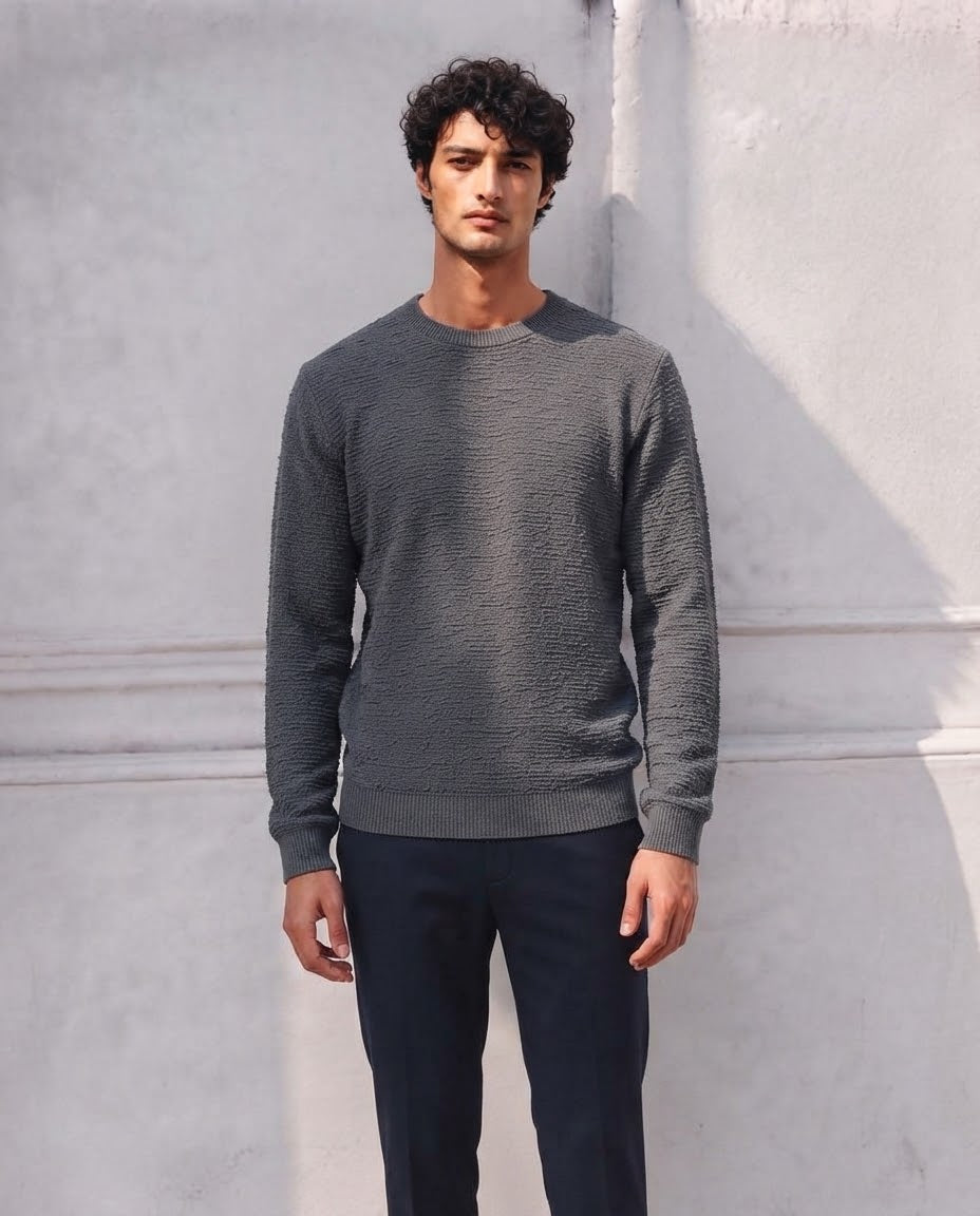 Men Plain Round Neck Sweatshirt