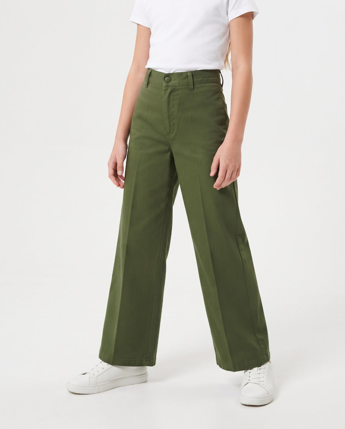Women Plain Wide Leg Gabardine Pant