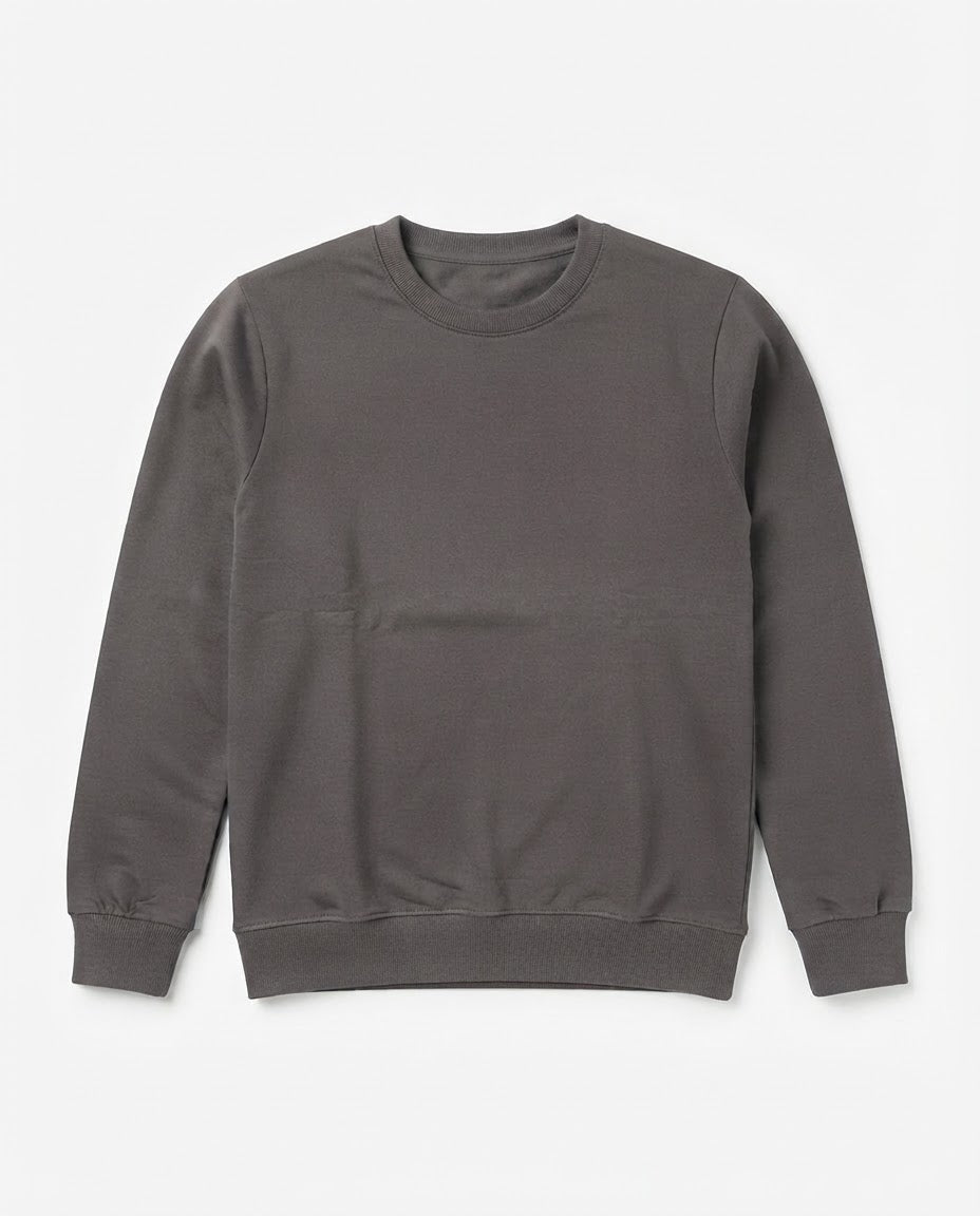 Men Plain Sweatshirt Round Neck