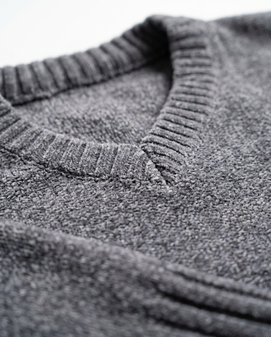 Men Plain Velour Pullover V Neck