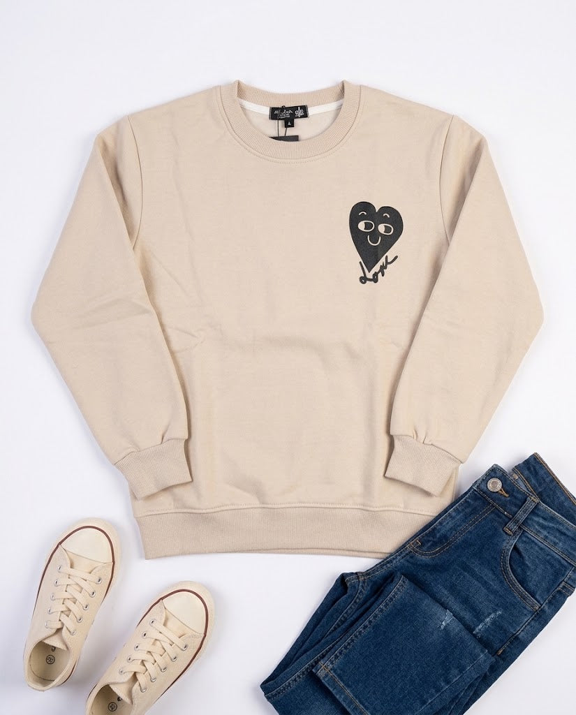 Girls Round Neck Printed Sweatshirt