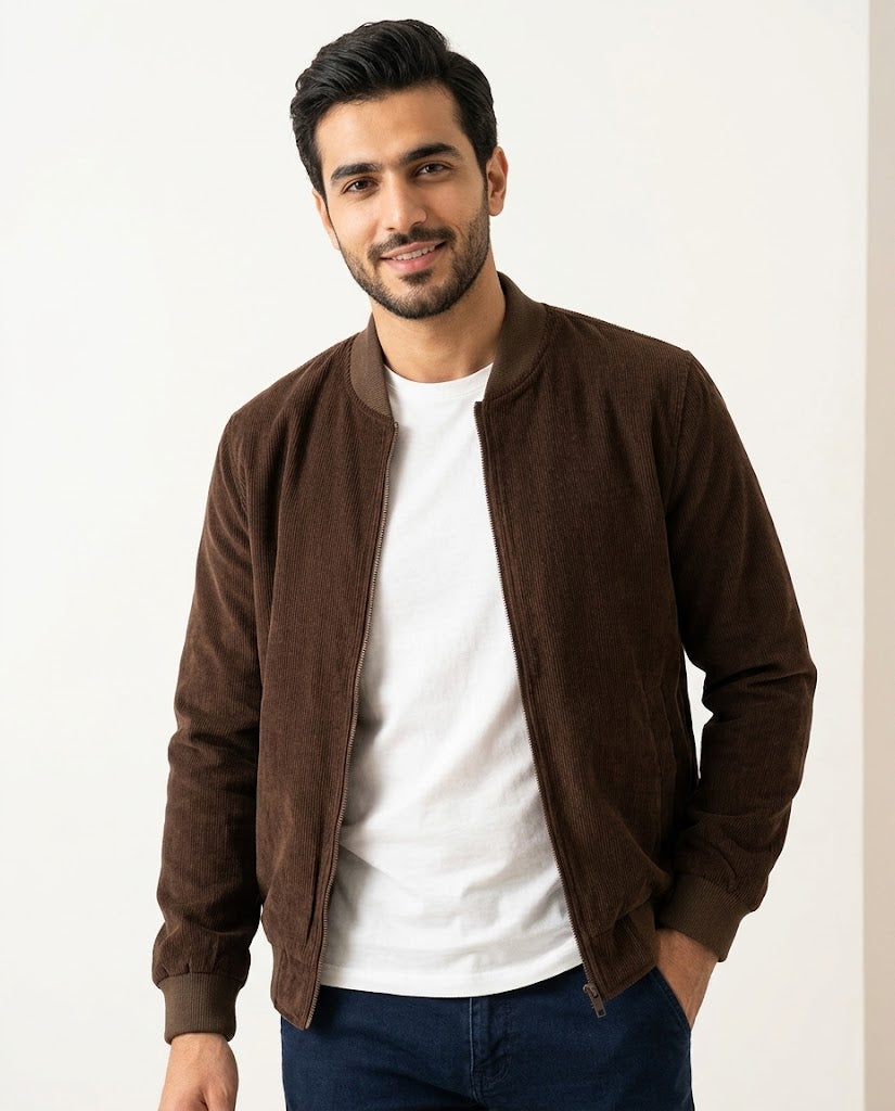 Men's Classic Suede Bomber Jacket