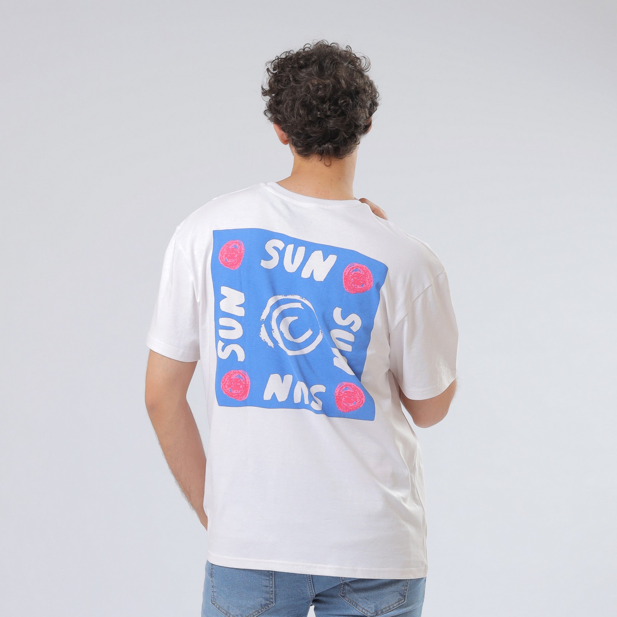 Sun Print Oversize White T-Shirt