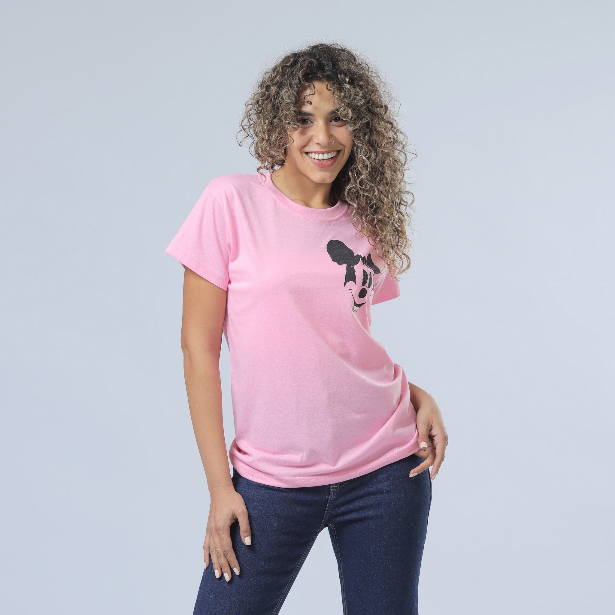 Mickey Mouse Print Pink T-Shirt