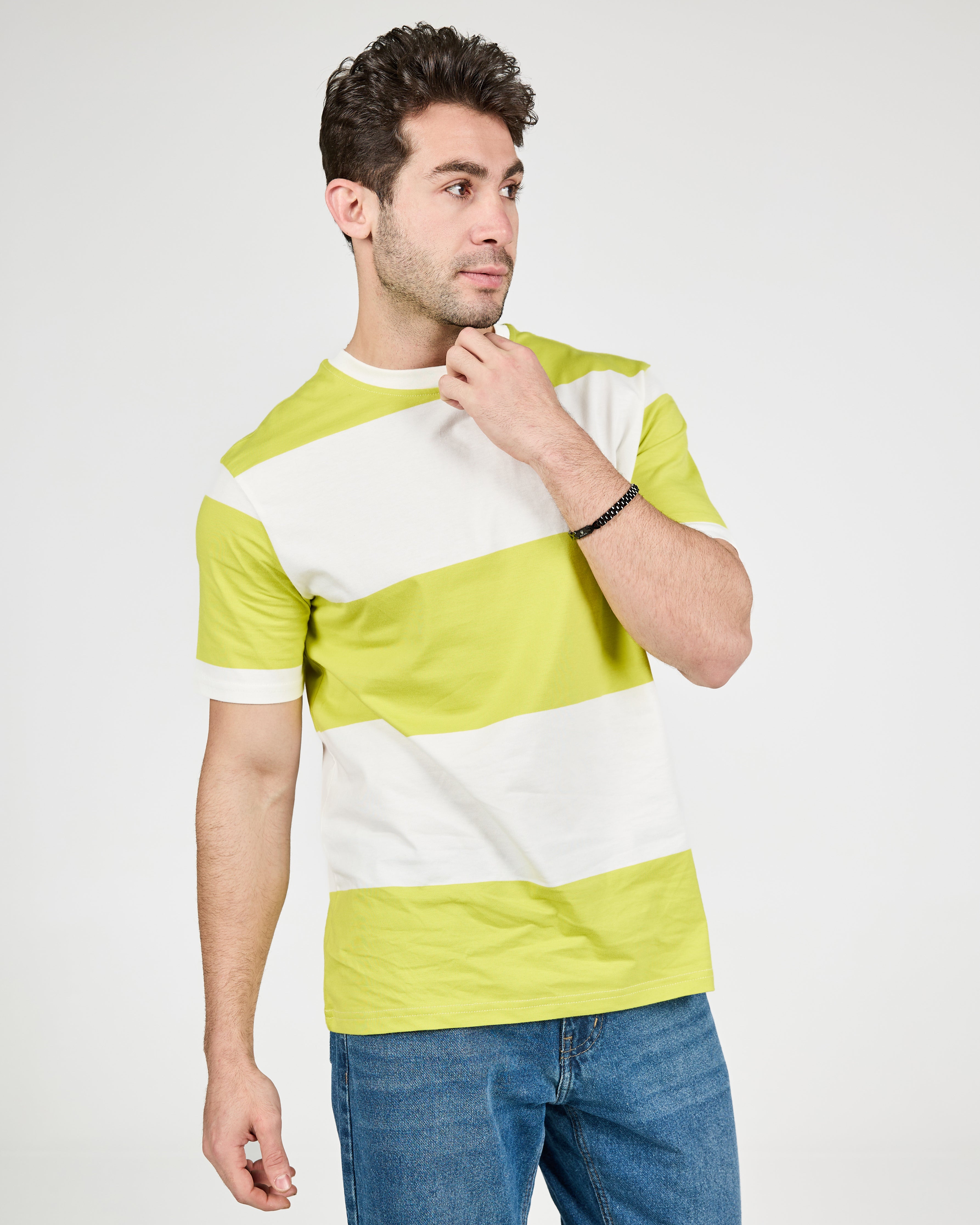 MEN STRIPPED HALF SLEEVES T-SHIRT