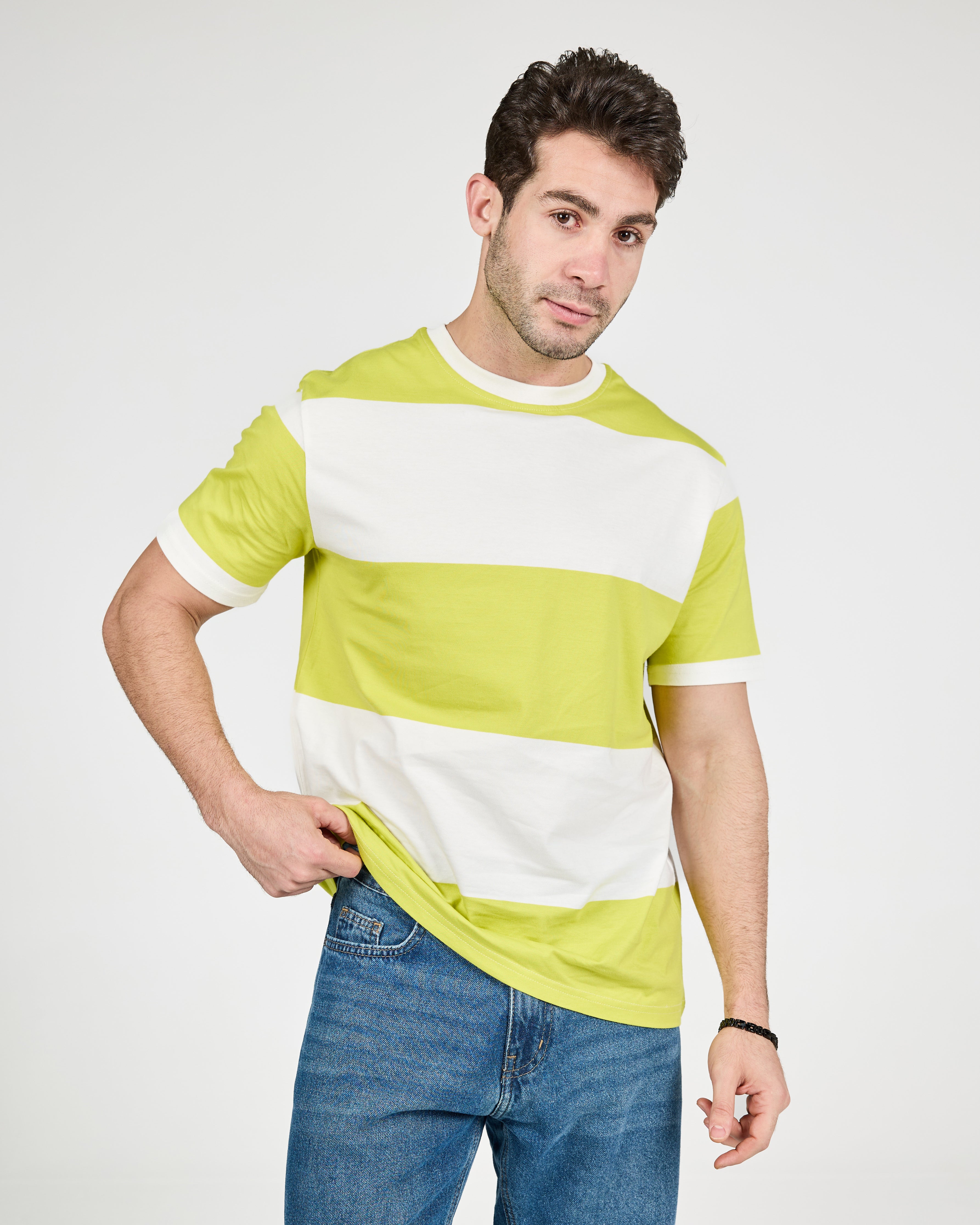 MEN STRIPPED HALF SLEEVES T-SHIRT
