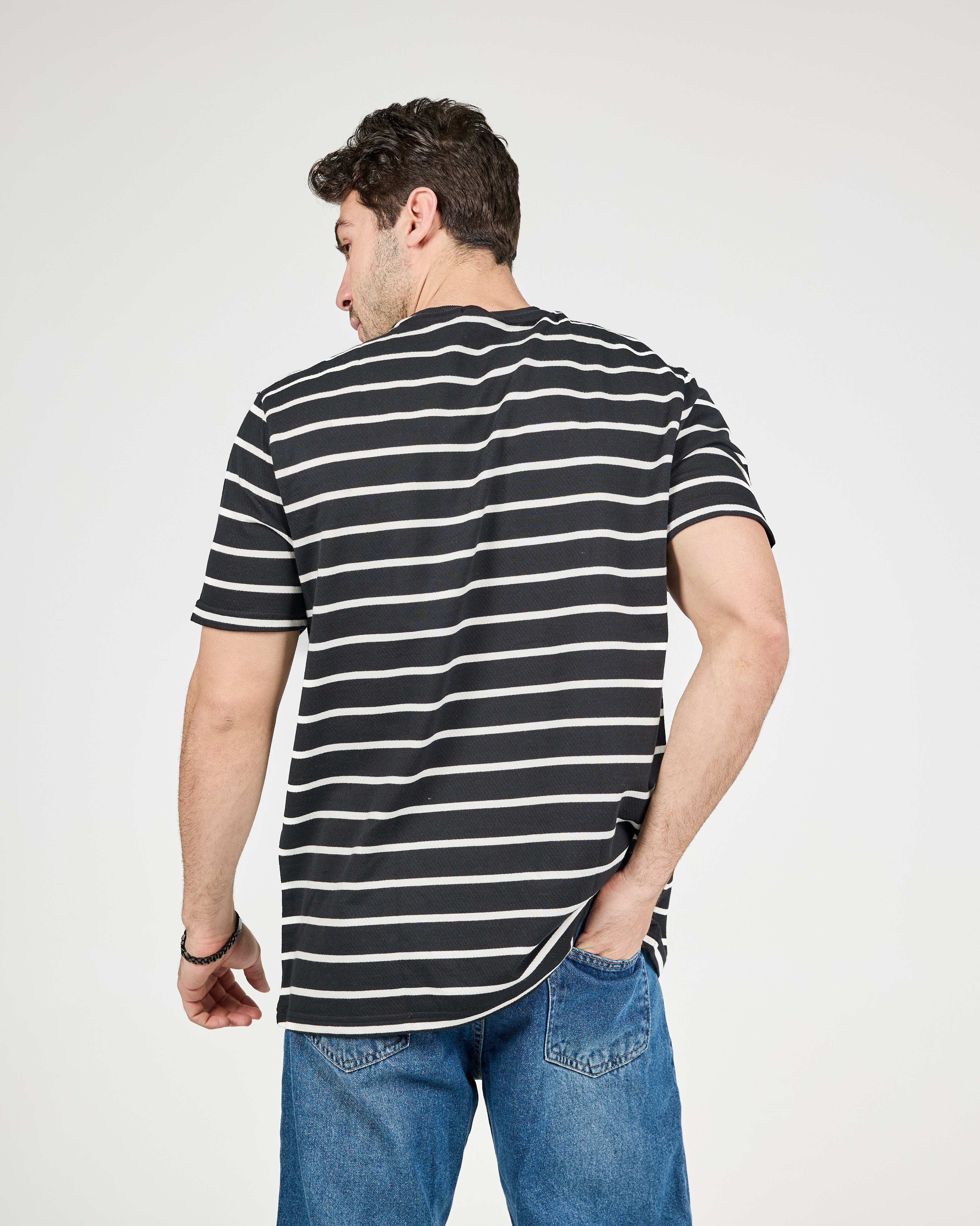 MEN STRIPPED HALF SLEEVES T-SHIRT