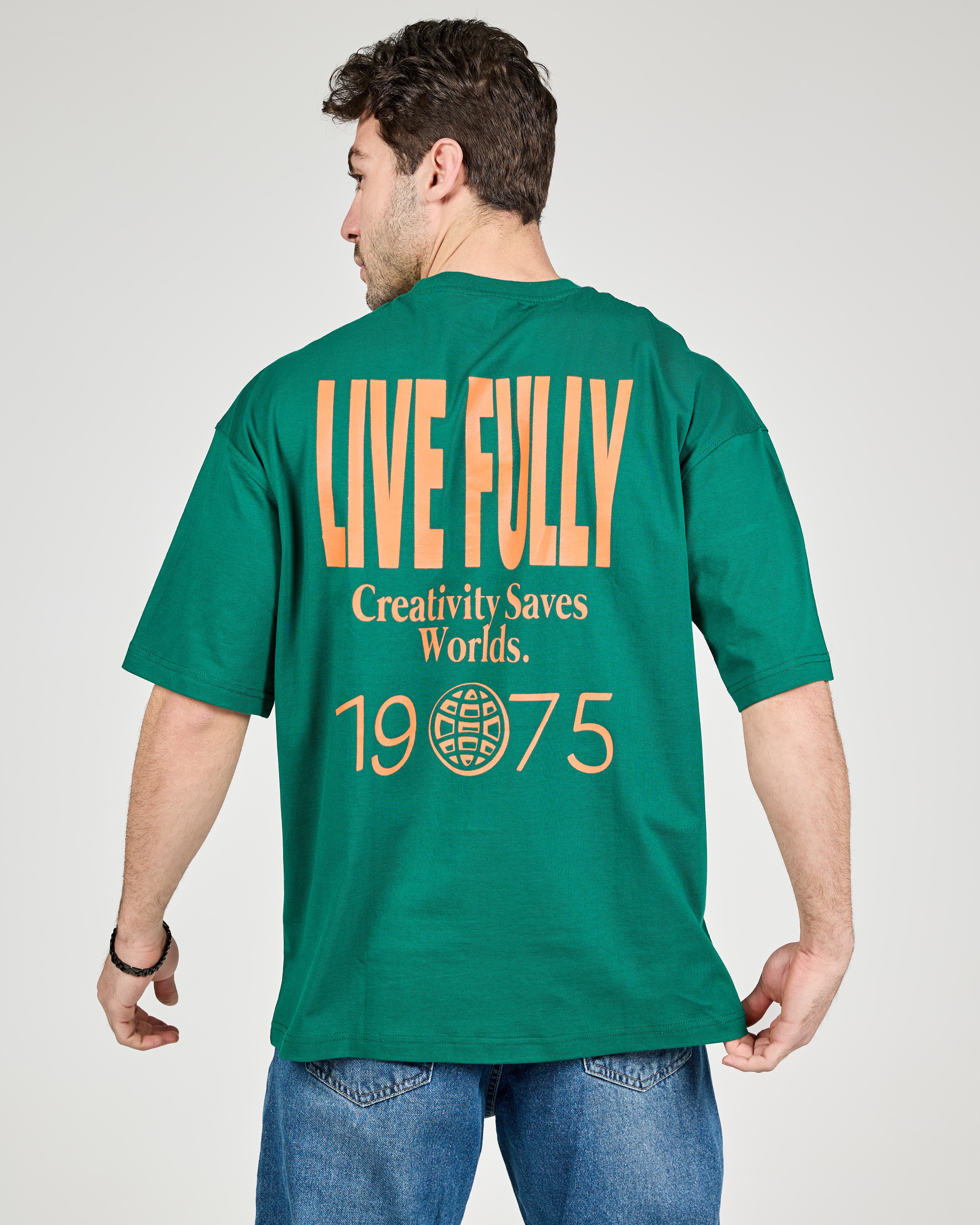 Men Printed Live Fully Half SLeeves T-shirt Over Size