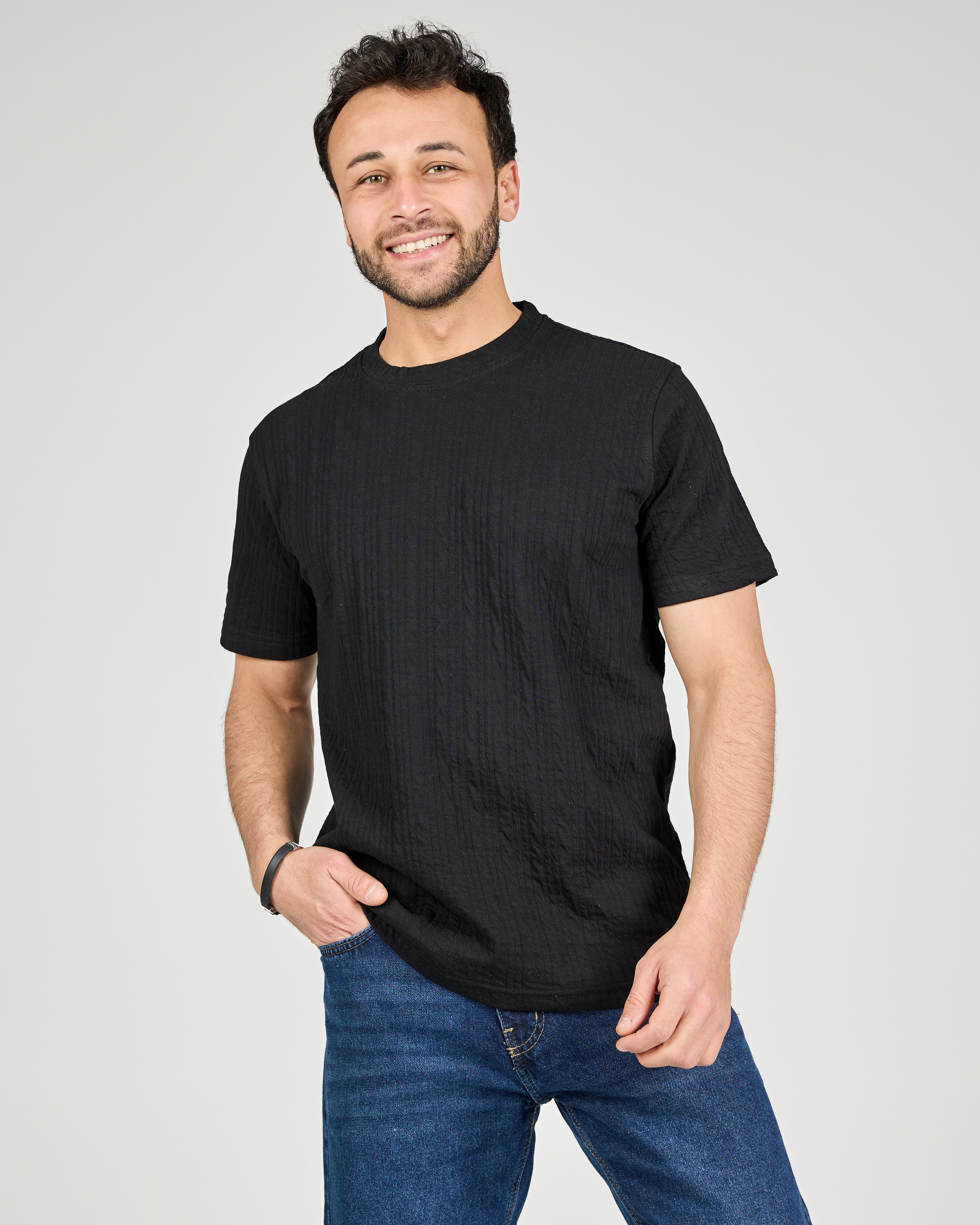 Men Jaqured Half Sleeves T-shirt