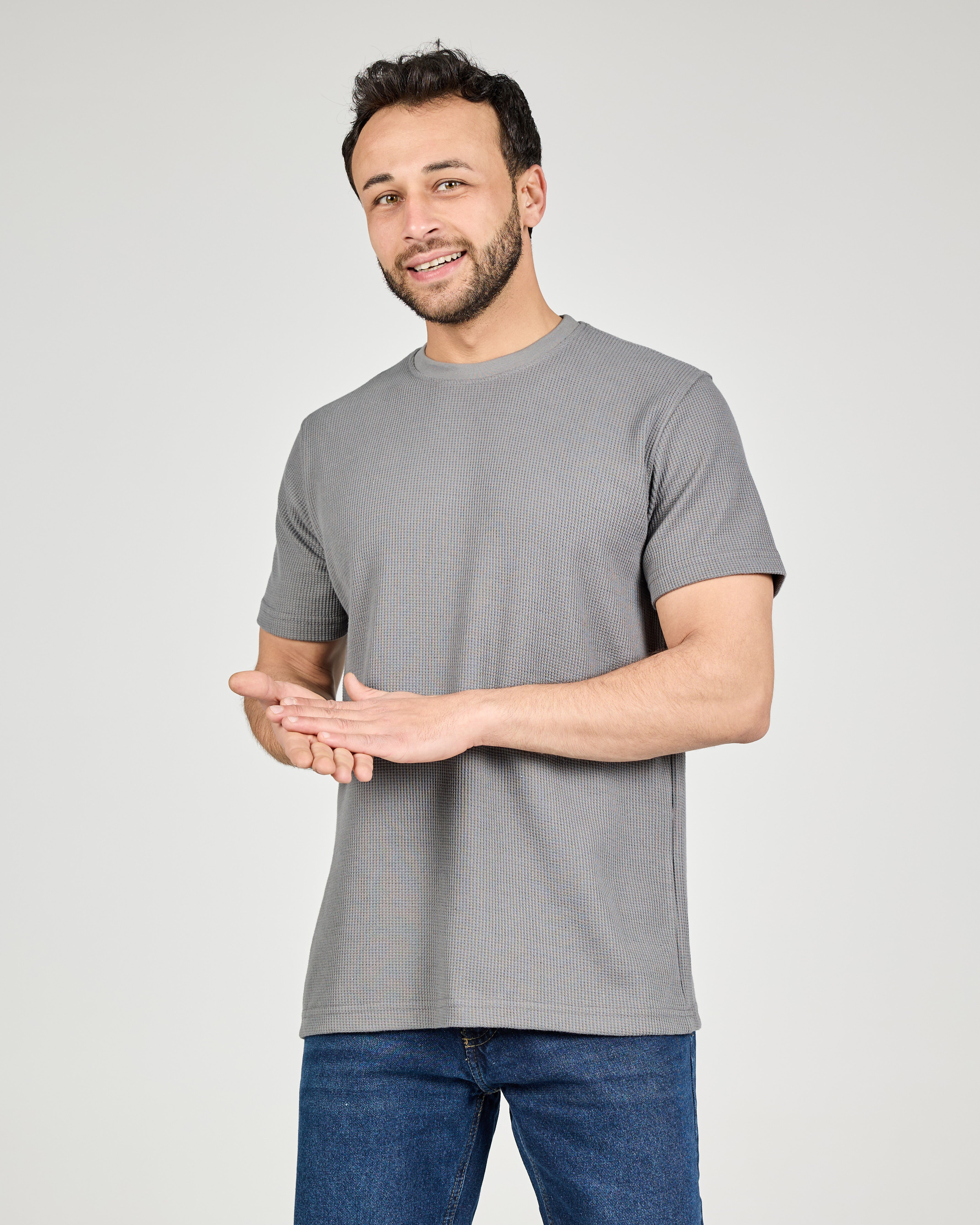 Men Jaqured Thermal Half Sleeves T-shirt