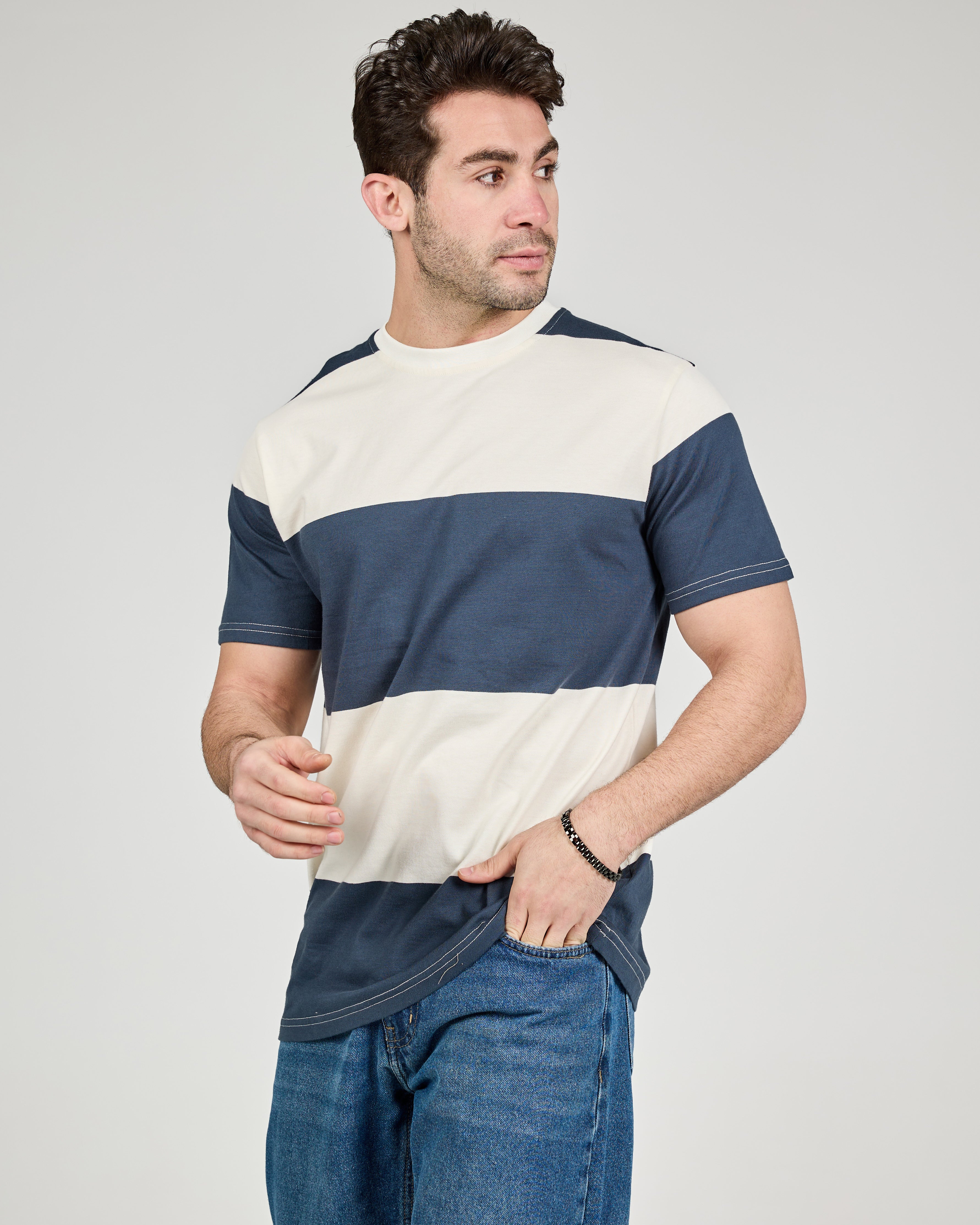 MEN STRIPPED HALF SLEEVES T-SHIRT