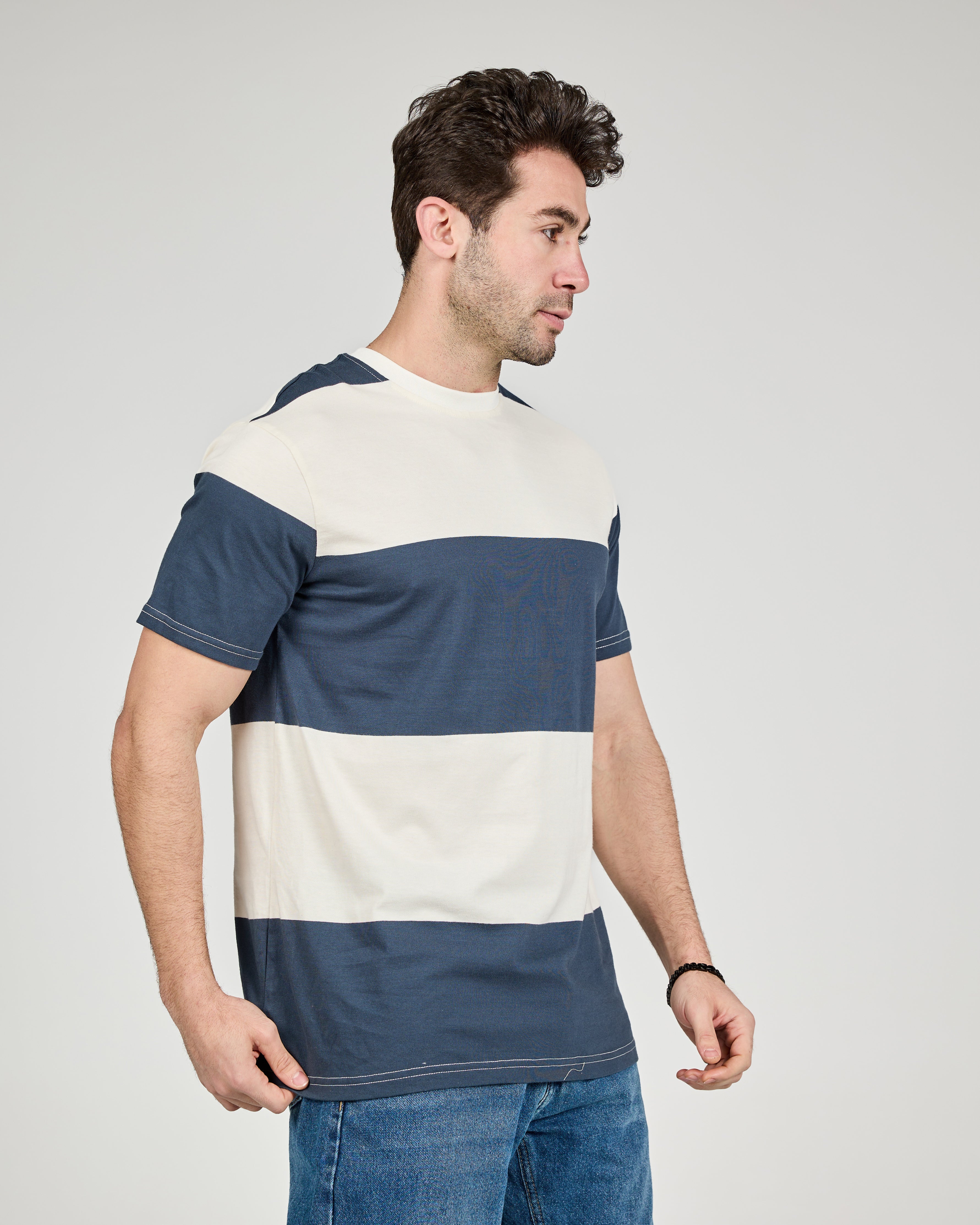 MEN STRIPPED HALF SLEEVES T-SHIRT