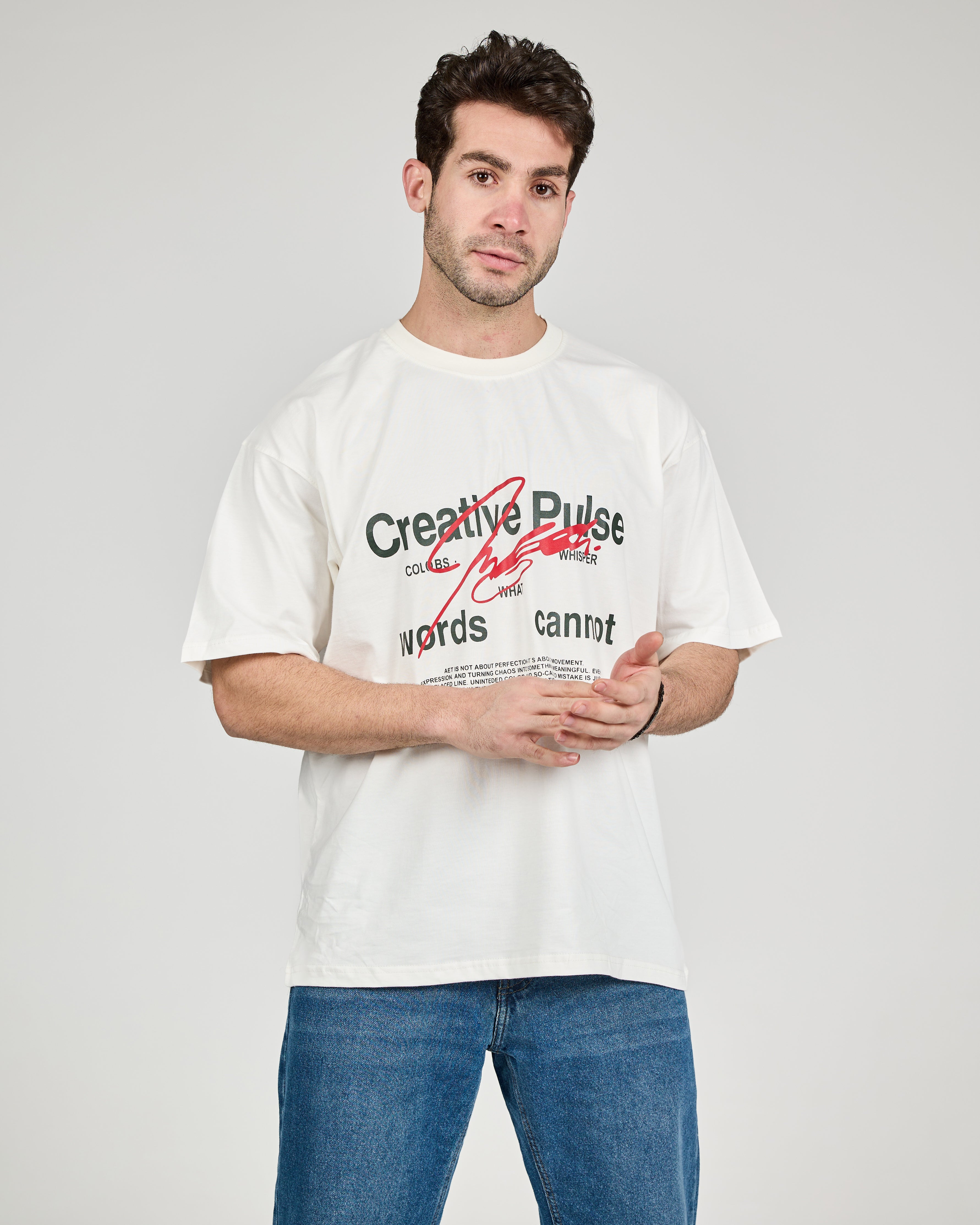 MEN OVER SIZE PRINTED CREATIVE PULSE T-SHIRT