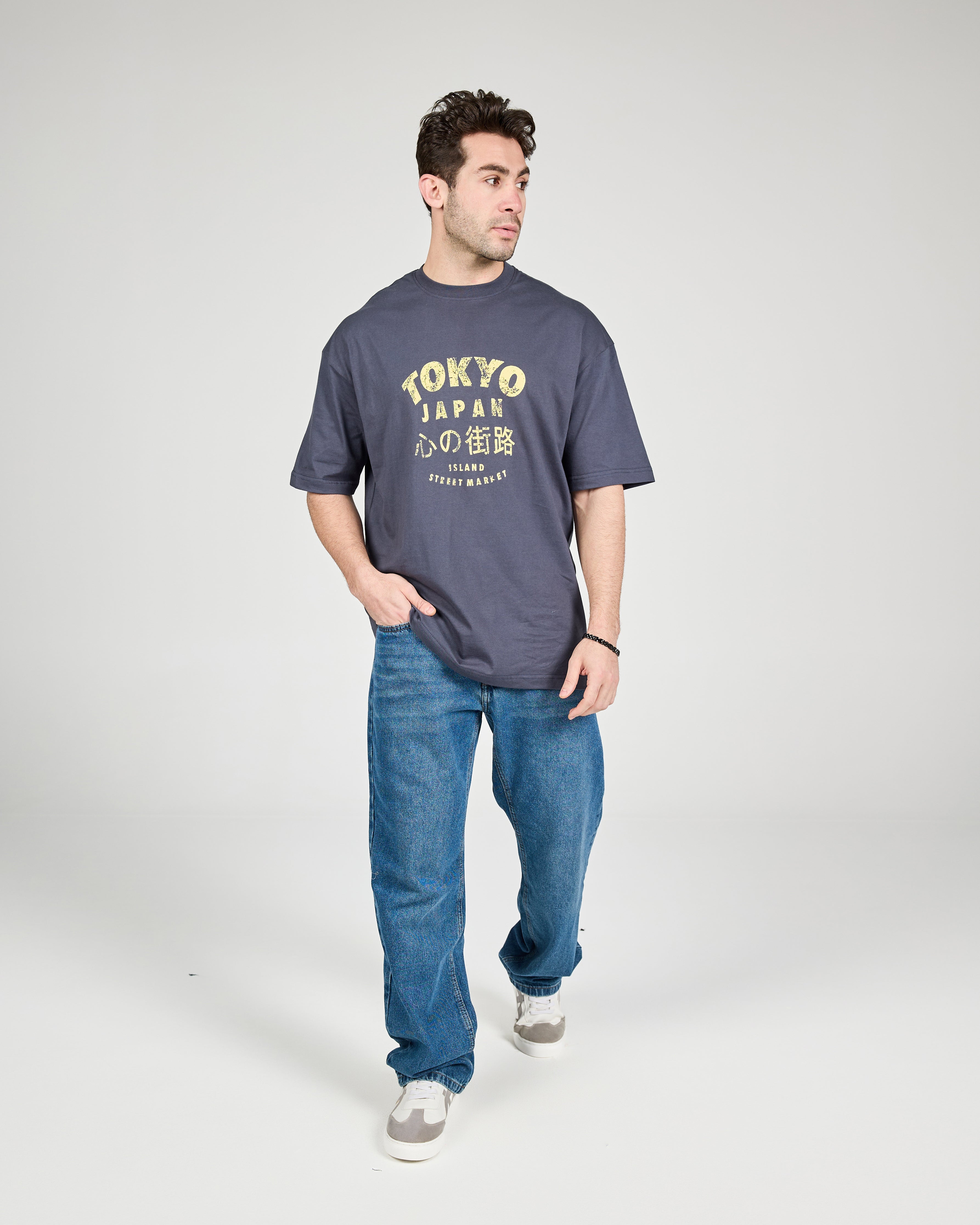 Men Printed Tokyo Half Sleeves T-shirt Over Size